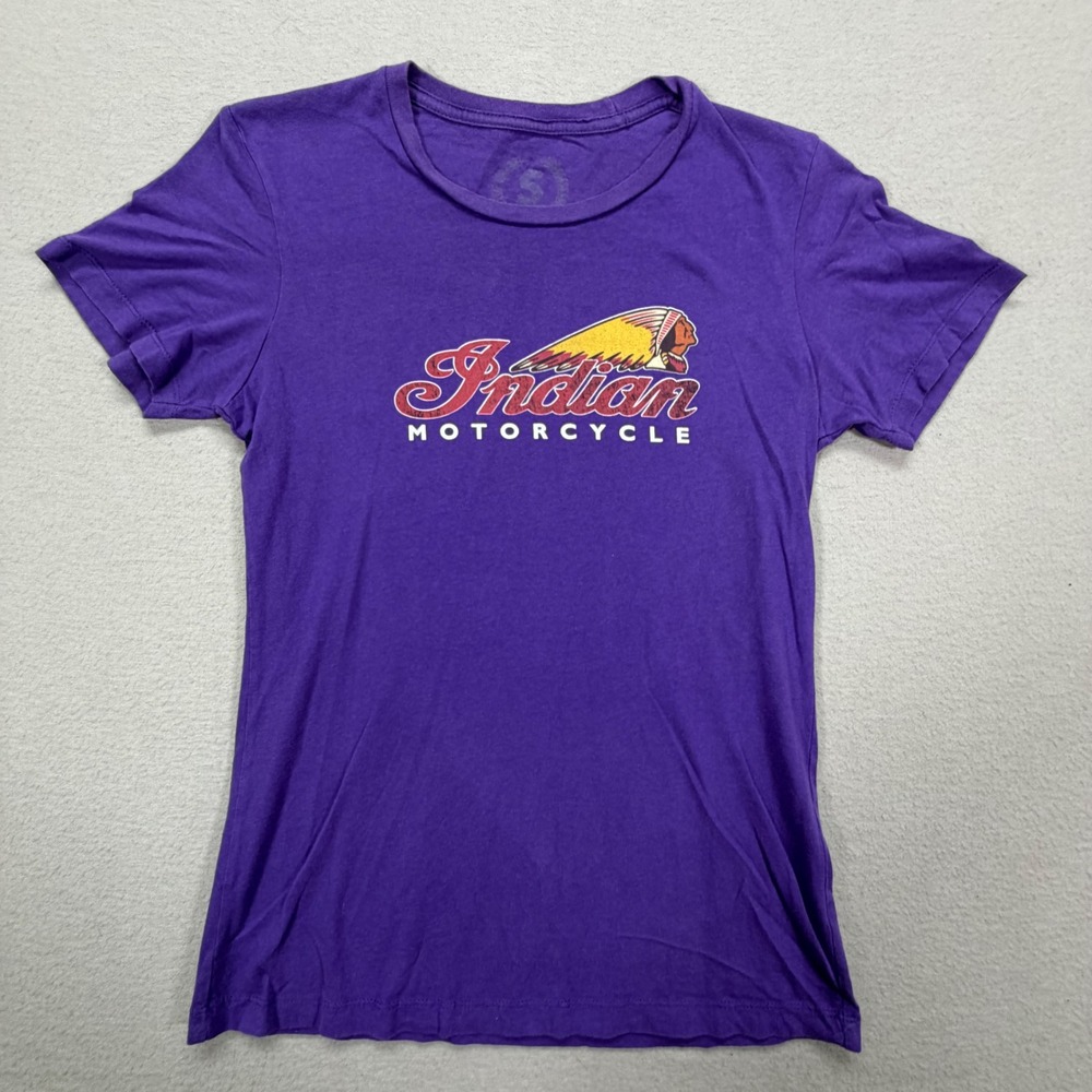 TeePublic Indian Motorcycle T-Shirt Womens‎ Small Good Purple Graphic Tee
